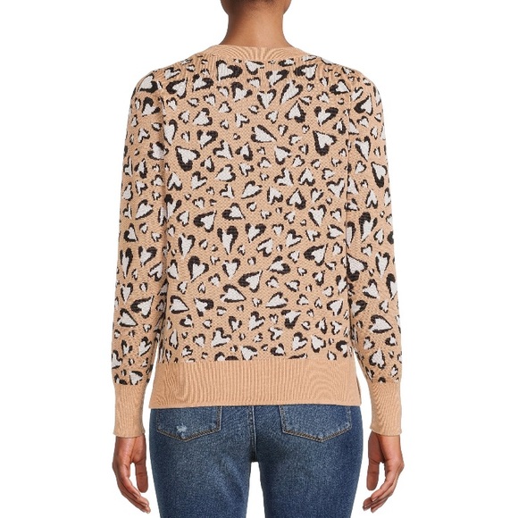 NWT Women’s Crewneck Leopard Sweater from Time and Tru - Picture 2 of 5